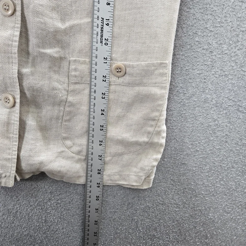 Charter Club Women Button Up Shirt S‎ Cream Collared Front Long Sleeve